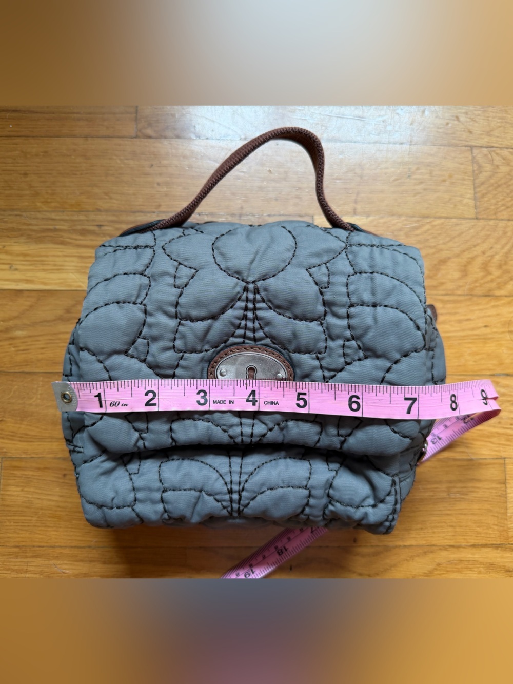 Vintage Y2K Fossil Key-Per Gray Quilted Folding Toiletry & Makeup Bag - Picture 7 of 10